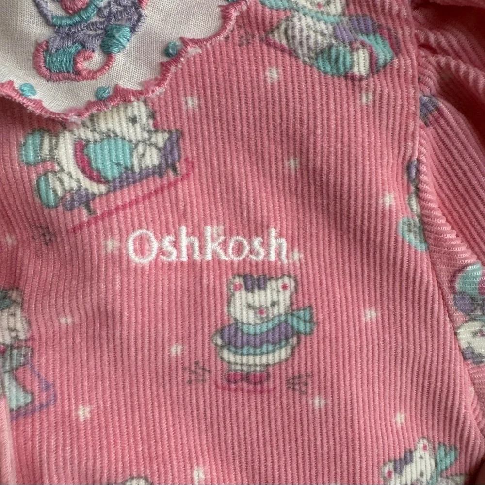 Vintage Osh Kosh B’Gosh Baby Corduroy Pink Sledding‎ Bears Romper 24 months